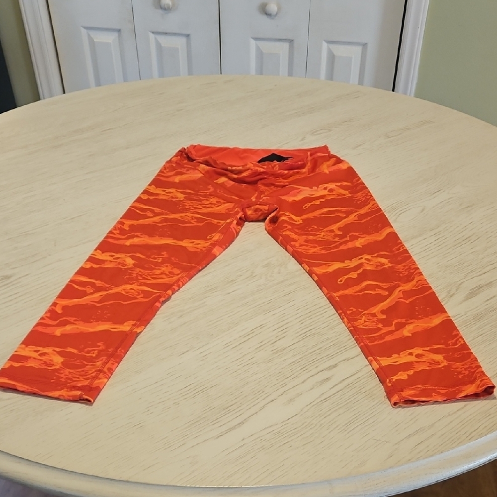 RBX Orange and Red Activewear Capri Leggings - Picture 4 of 4